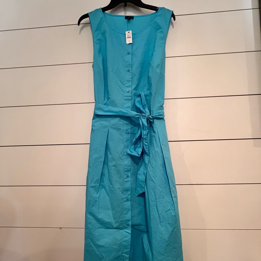NEW Talbots blue button down sleeveless dress - Picture 2 of 5